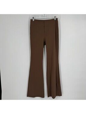 Halara pants womens medium M brown high rise flare stretch pull on fall workwear